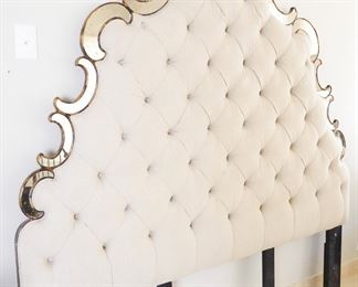 Neiman Marcus mercury glass upholstered Hooker Furniture headboard