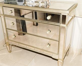 Neiman Marcus Hooker Furniture mirrored 3 drawer nightstand x 2