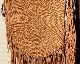 Woven Bohemian tote bag with fringe