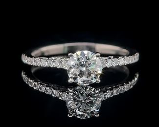 Gorgeous! 1.35 Carat Diamond Round Brilliant Cut Engagement Ring in Stamped 950 Platinum, E COLOR/VS CLARITY