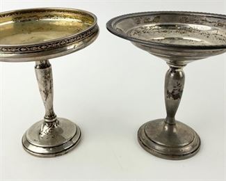 Two Vintage Sterling Weighted Compote Dishes