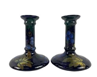 Royal Stanley Ware Jacobean Candle Holder Pair - England