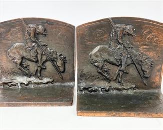 Solid Bronze Bookends - The End of the Trail - Set of 2