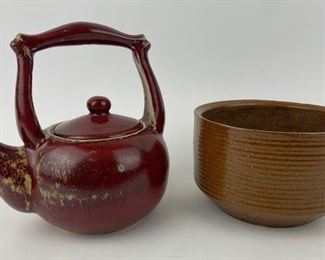Zanesville Stoneware #7006 Hand Thrown Bowl & Hand Made Teapot