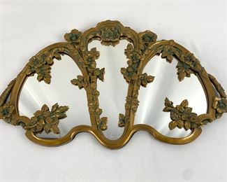Ornate Vintage Mirror with Floral Metal Embellishments