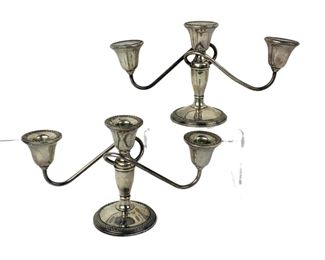 ROGERS Sterling Silver Candelabras - Weighted - Set of Two