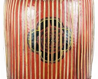 3ft Tall Circa 1920's Lacquered Red & Black Decorative Thai Basket