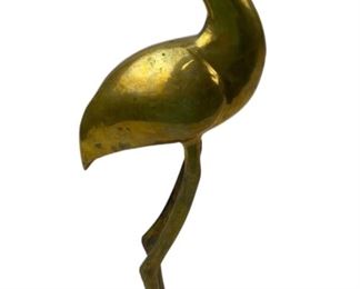 Vintage Mid Century Tall Brass Crane / Heron Sculpture