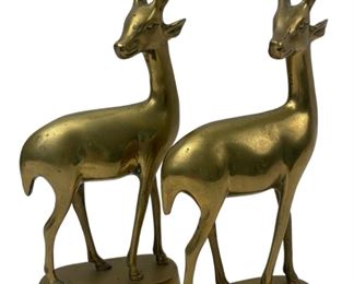 Vintage Pair of Brass Antelope