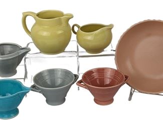 Variety of Vintage Pottery - Franciscan Swirl Bowl and Fiesta Pitcher