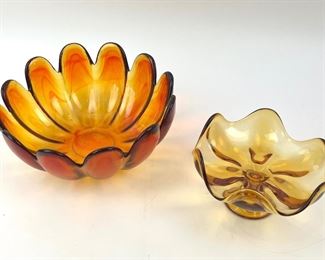 Vintage Viking Glass Compote Dish and Vintage Indiana Glass Company Bowl