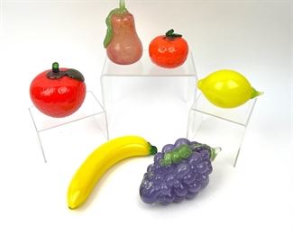 Colorful Blown Glass Fruit Collection - 6 Pieces