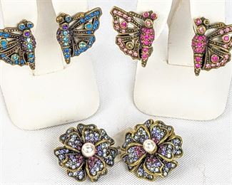 Heidi Daus Swarovski Crystal Clip Earrings - Butterfly, Cluster