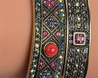 Pair Heidi Daus Colored Swarovski Crystal Cuff Bracelets