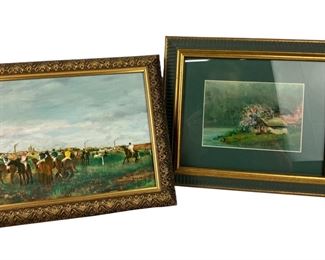 2 Small Framed Paintings - 1 Original & 1 Degas Print