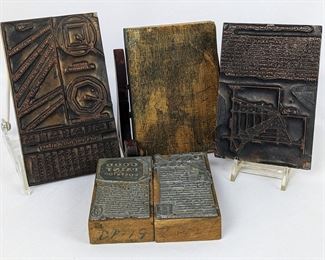 Vintage Wood and Copper Letterpress Printing Blocks