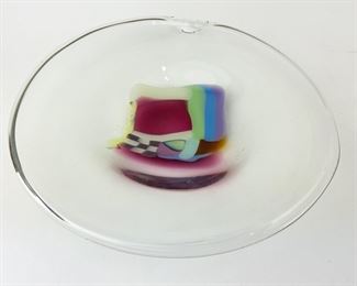 Clear Art Glass Shallow Platter - 15"