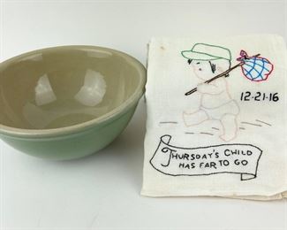 Denby Stoneware Bowl & Embroidered Tea Towel