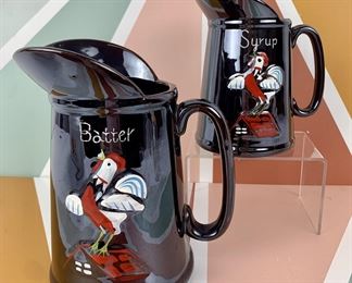  REDWARE Rooster Pitchers (2 piece set) and Federal Housewares Oil Dispenser