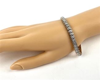 Vermeil (Gold-Over-Silver) Sterling
Silver Tennis Bracelet w/ Six Tiny Diamond
Chips