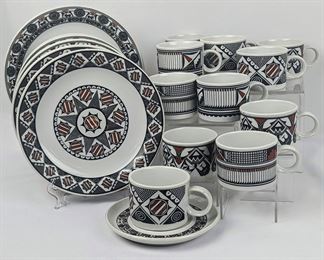 Vintage COE DRU Taiwan Tribal Design - Dinner Plates and Mugs