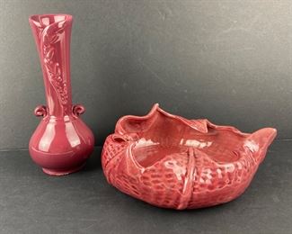 Artistic Potteries California #206
Folded Leaf Dish & Abingdon Pottery Slim
Vase