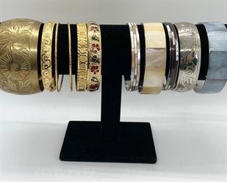 Collection of Eleven Bangles - Various Colors, Styles and Sizes