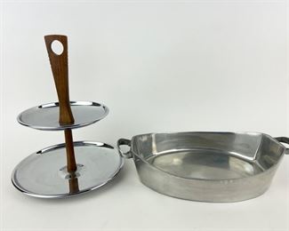 Vintage MCM Chrome Two Tiered
Serving Tray & Design Junction Pewter
Casserole