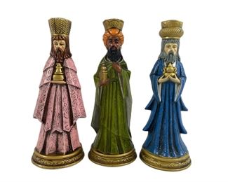 VTG MCM 3 Wise Men Paper Mache Candle Holders