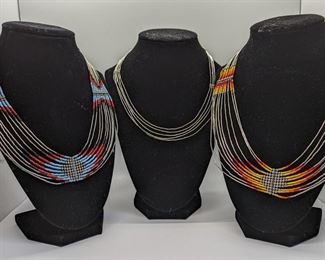 Three Vintage Hand Crafted Southwestern Beaded Necklaces