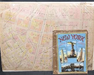 1914 Minneapolis Real Estate Map and New York Poster

