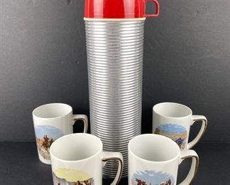  Royal Ann Fine China Western
Themed Mugs (4) - Mpls, MN USA and
Vintage Thermos Ribbed Design #2484
