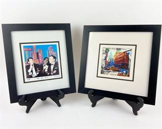 Signed Framed Art by Contemporary
Pop Artist Nelson De La Nuez, "The Rat
Pack" c 2002 & Museum Art Print "Taxi"