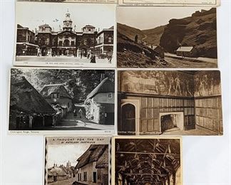 Vintage Post Marked Post Cards, Queen of England Stamps