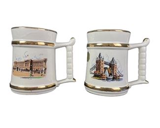 Prince William Souvenir Buckingham
Palace and Tower Bridge Mugs - 22 Carat
Gold Trim
