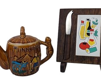 Vintage MN Paul Bunyan & Babe Kettle and Cheese Cutting Board