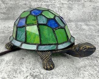 Lovely Colored Glass Turtle Lamp - Working!