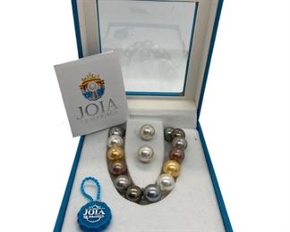 JOIA De Majorca 18" Pearl Necklace & Earring Set - Signature Multi Hues 8MM