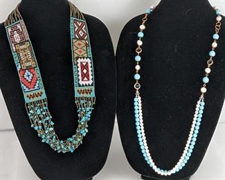 Turquoise & Glass Necklaces by Sovrani and Six Navajo Story