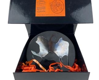 Haeger Black Pottery Bowl USA Pedestal Bowl Dish Marked 3296-1985