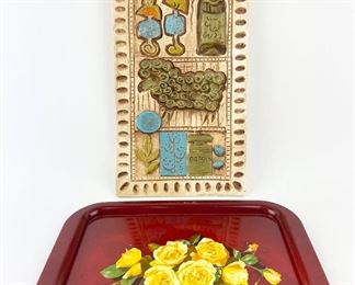 California Originals Vintage Pottery
Wall Hanging & Red with Yellow Roses Tin
Tray