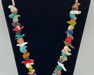 Zuni Fetish Necklace - Carved Colorful Animals