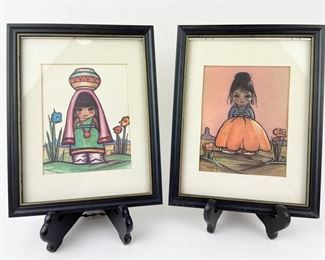  Chris Toffersey Reproductions
Vintage Native American Art Pieces - Set of
Two