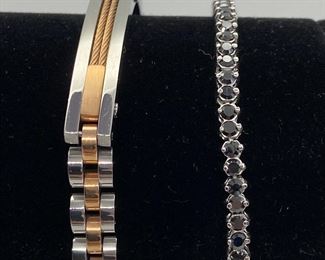 Alexia Gioielli Black & Silver Bracelet & Stainless Steel Two-Tone Bracelet