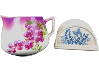Dresden Pitcher and Vee Jackson (California) Hand Decorated Napkin Holder