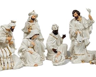 Grandeur Noel 2000 Collector's Edition 9 Piece Porcelain Nativity Set