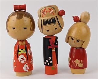 Japanese Vintage Hand Crafted Kokeshi Dolls