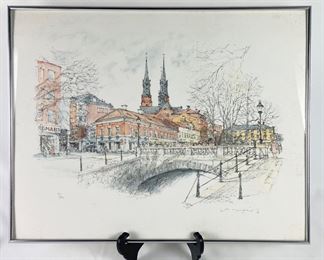 Jan Lundqvist Color Litho of 13th
Century Swedish Royal Headquarters -
Signed and Numbered