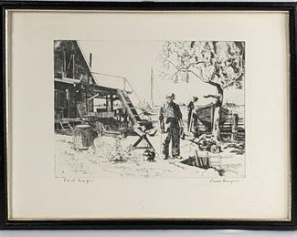 Lionel Barrymore POINT MUGU, Signed, Framed Etching