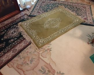 Various Small Rugs and Cream Designed Chinese 9x14, as well as Matching 12x18